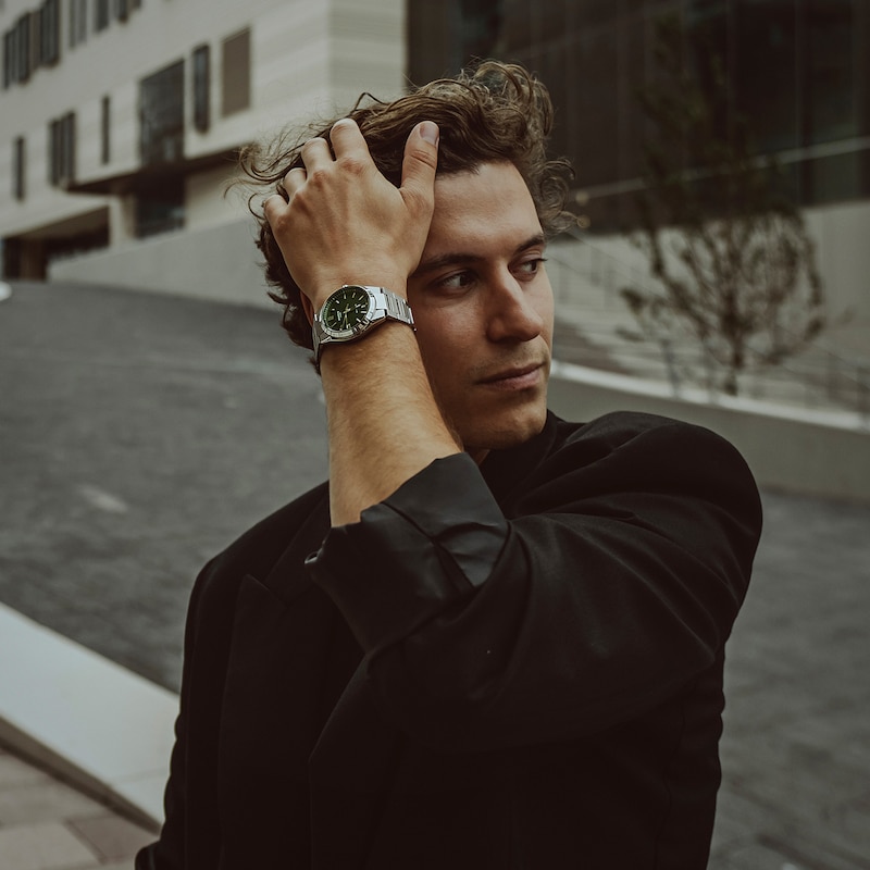 Main Image 8 of Edifice EFK-100D-3AEF Mechanical Green Dial Silver-Tone Bracelet Watch