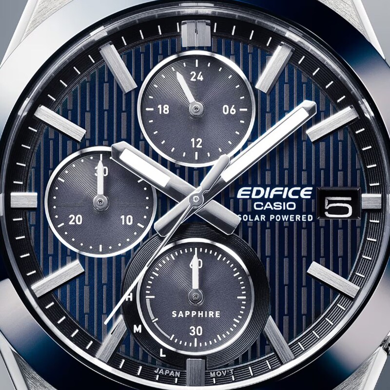 Main Image 6 of Casio Edifice Men's EFS-S650D-2AEF Ceramic Blue Dial Silver-Tone Bracelet Solar Watch