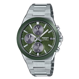 Edifice EFS-S650D-3AEF Ceramic Bezel Green Dial Silver-Tone Bracelet Solar Watch