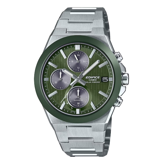 Edifice EFS-S650D-3AEF Ceramic Bezel Green Dial Silver-Tone Bracelet Solar Watch