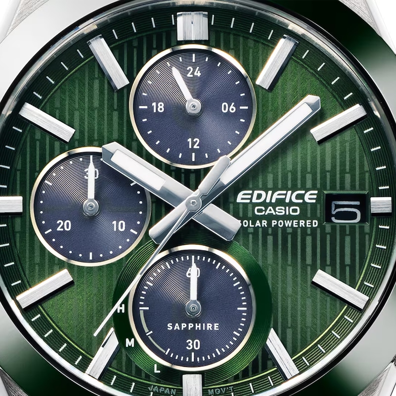 Main Image 3 of Edifice EFS-S650D-3AEF Ceramic Bezel Green Dial Silver-Tone Bracelet Solar Watch