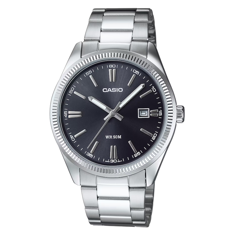 Main Image 1 of Casio MTP-1302PD-1A1VEF Classic Analogue Black Dial Silver-Tone Bracelet Watch