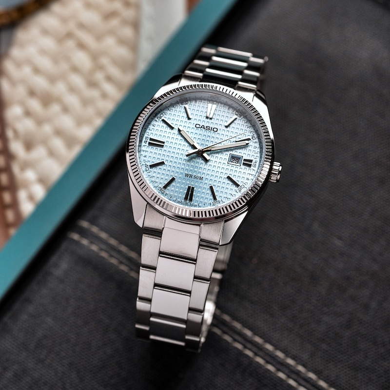 Main Image 2 of Casio MTP-1302PE-2AVEF Classic Analogue Blue Dial Silver-Tone Bracelet Watch