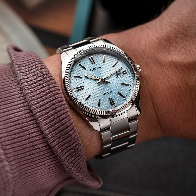 Main Image 3 of Casio MTP-1302PE-2AVEF Classic Analogue Blue Dial Silver-Tone Bracelet Watch