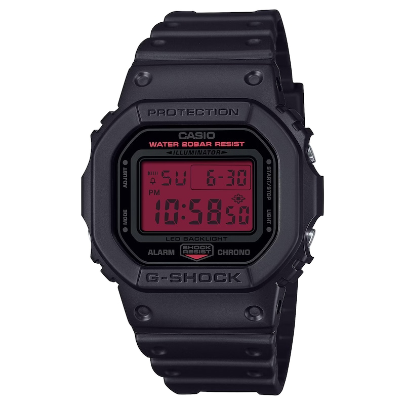 Main Image 1 of G-Shock DW-5600BBR-1ER Origin 5600 Series Red Display Black Strap Watch