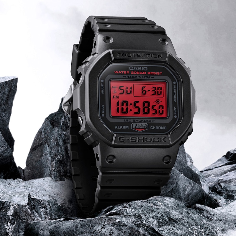 Main Image 5 of G-Shock DW-5600BBR-1ER Origin 5600 Series Red Display Black Strap Watch