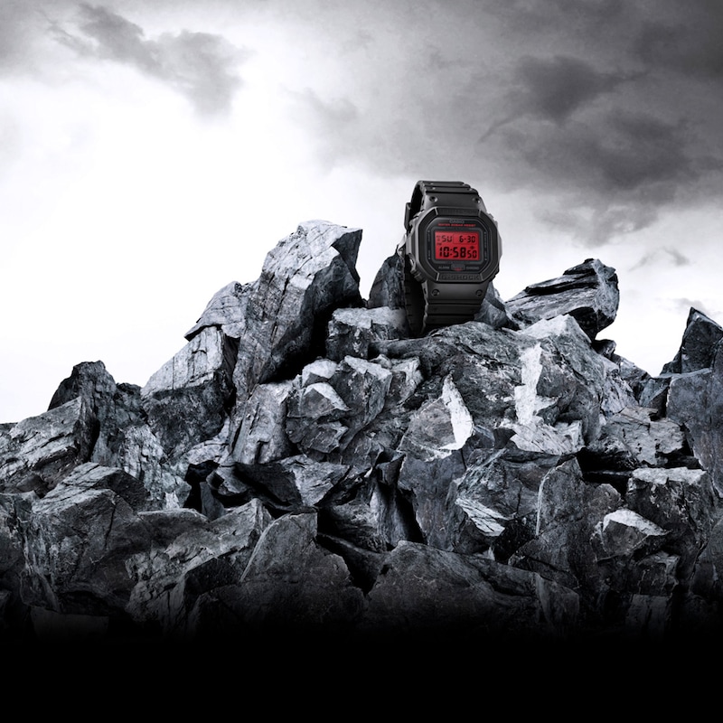 Main Image 6 of G-Shock DW-5600BBR-1ER Origin 5600 Series Red Display Black Strap Watch