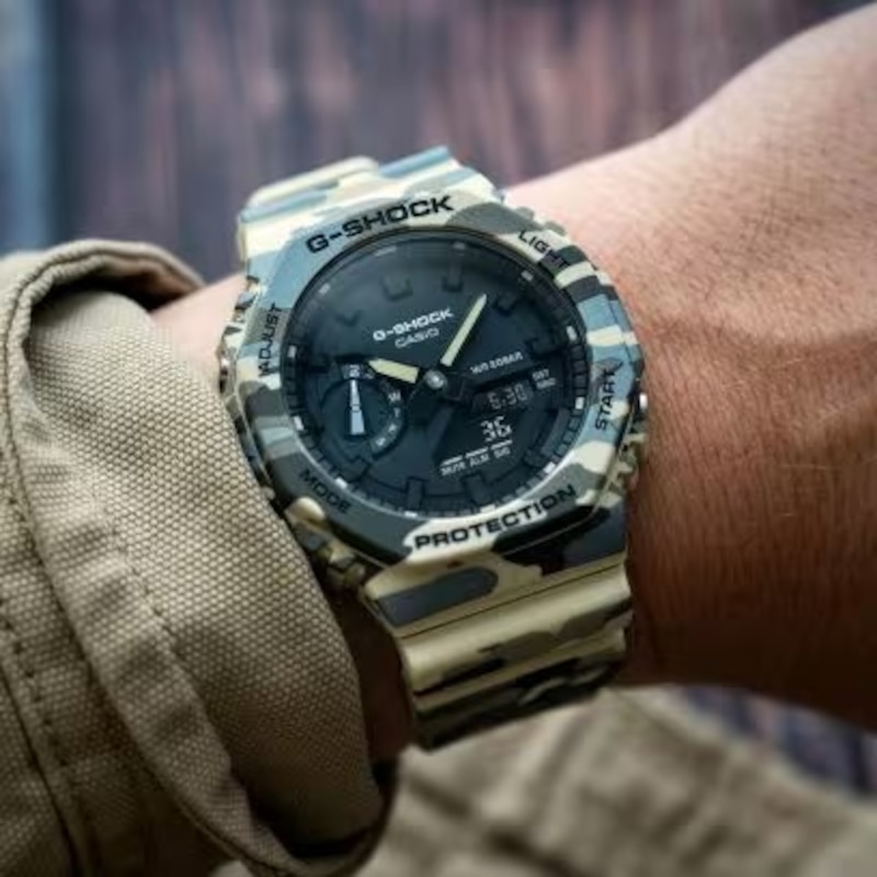 Main Image 7 of G-Shock GA-2100CM-5AER Men's Black Dial Desert Camo Resin Strap Watch