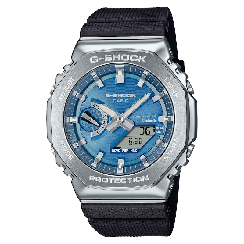 Main Image 1 of G-Shock GBM-2100A-2BER G-Steel 2100 Series Blue Octagonal Dial Black Strap Bluetooth Solar Watch