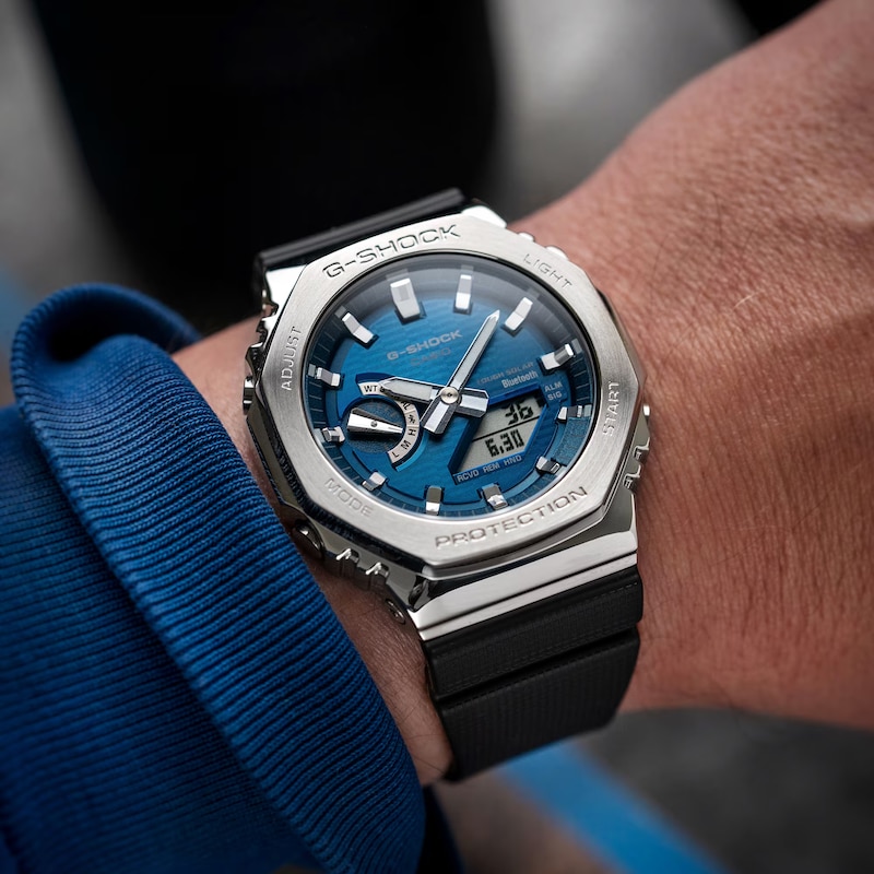 Main Image 5 of G-Shock GBM-2100A-2BER G-Steel 2100 Series Blue Octagonal Dial Black Strap Bluetooth Solar Watch