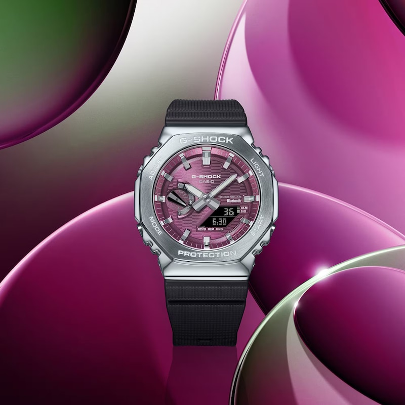 Main Image 6 of G-Shock GBM-2100A-4BER G-Steel 2100 Series Pink Octagonal Dial Black Strap Bluetooth Solar Watch