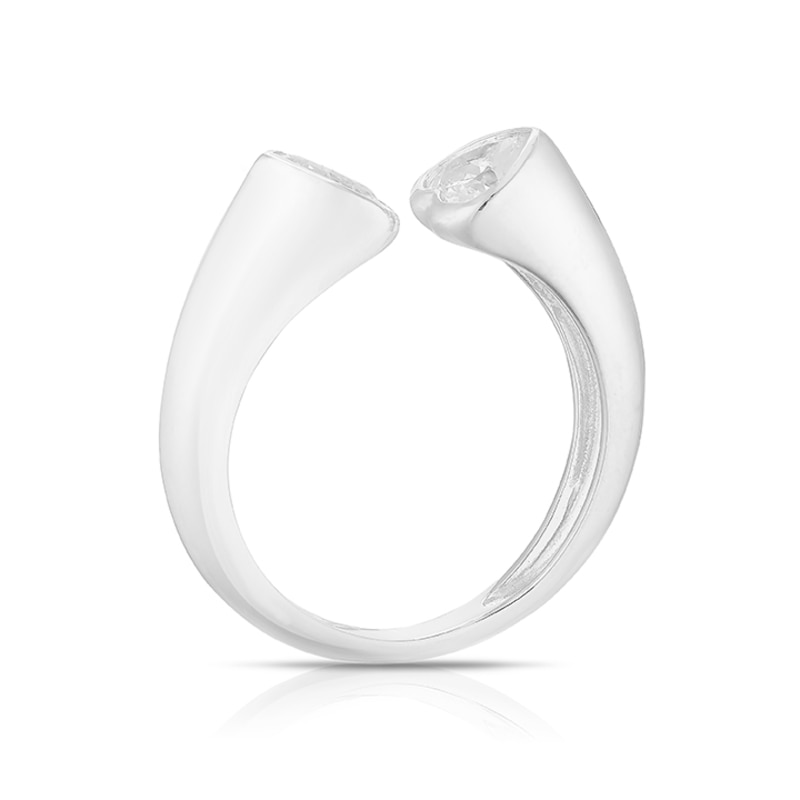 Main Image 3 of Sterling Silver Cubic Zirconia Double Heart Open Ring