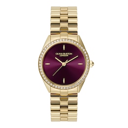 Olivia Burton Bejewelled 34mm Crystal & Light Gold IP Bracelet Watch