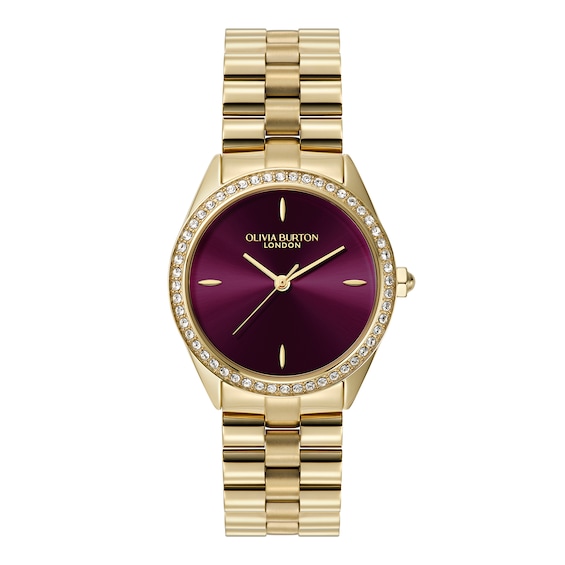 Olivia Burton Bejewelled 34mm Crystal & Light Gold IP Bracelet Watch
