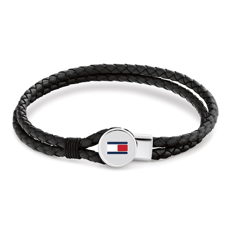 Main Image 1 of Tommy Hilfiger Men’s Black Braided Leather Bracelet
