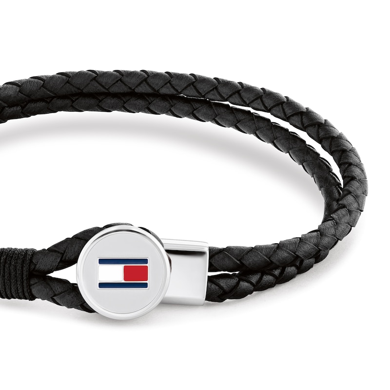 Main Image 2 of Tommy Hilfiger Men’s Black Braided Leather Bracelet