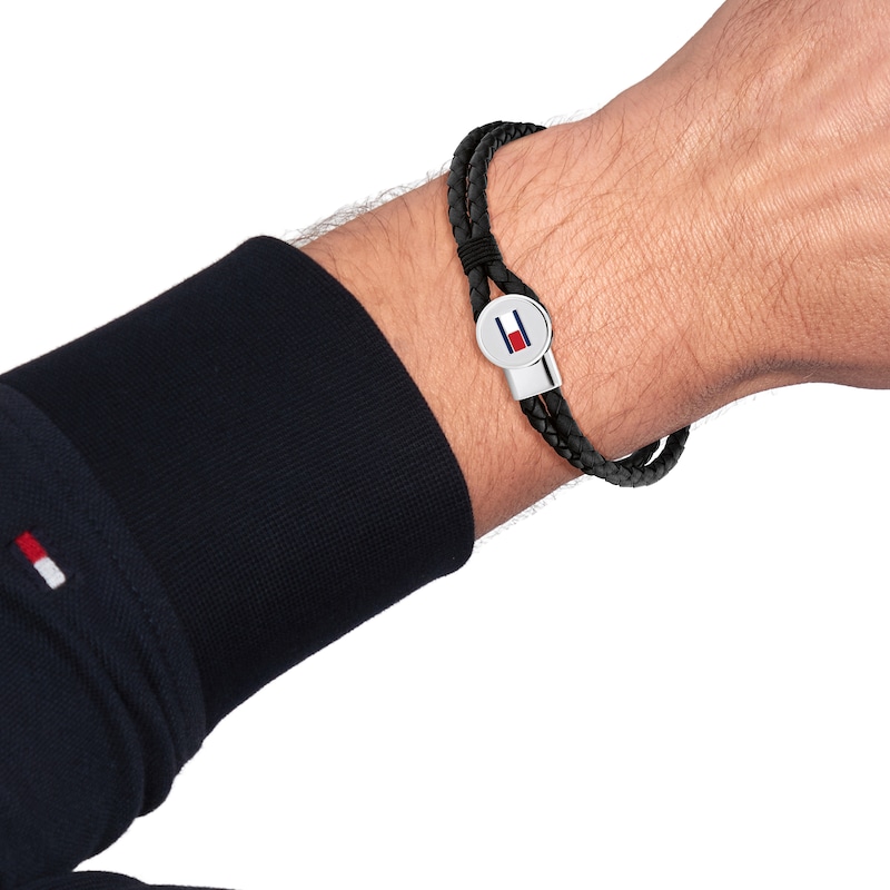Main Image 3 of Tommy Hilfiger Men’s Black Braided Leather Bracelet