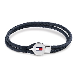 Tommy Hilfiger Men’s Blue Braided Leather Bracelet