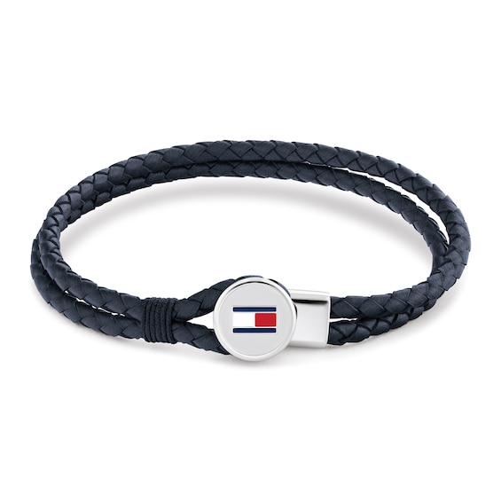 Tommy Hilfiger Men’s Blue Braided Leather Bracelet