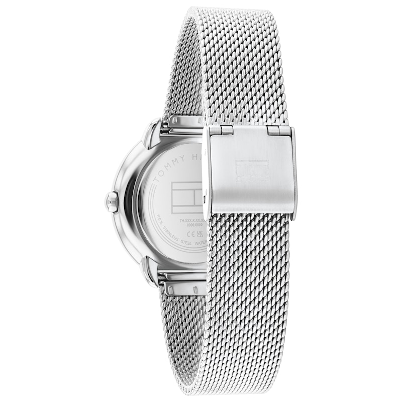 Main Image 3 of Tommy Hilfiger 32mm Women's Silver Sunray Dial Stainless Steel Mesh Watch with Crystal Bezel