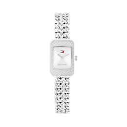 Tommy Hilfiger 15mm Women's Silver White Sunray Dial Stainless Steel Chain Bracelet Watch