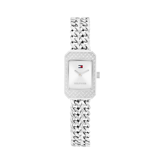 Tommy Hilfiger 15mm Women's Silver White Sunray Dial Stainless Steel Chain Bracelet Watch