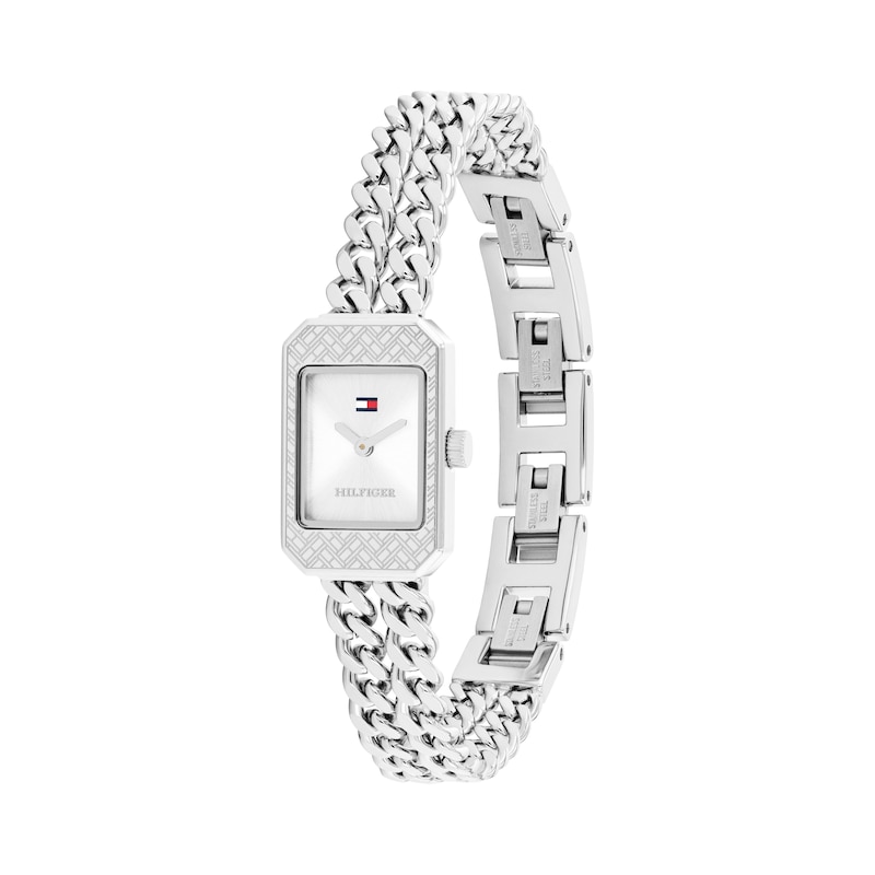 Main Image 2 of Tommy Hilfiger 15mm Women's Silver White Sunray Dial Stainless Steel Chain Bracelet Watch