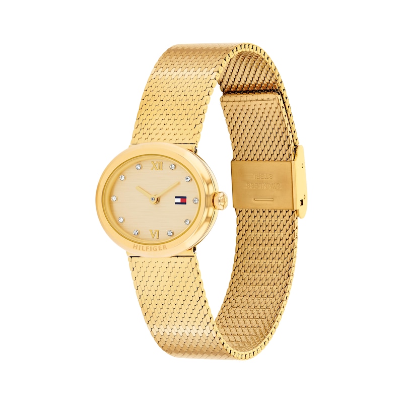 Main Image 2 of Tommy Hilfiger 25mm Women's Gold Dial Gold-Plated Mesh Strap Watch