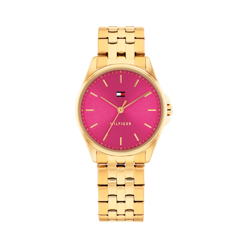 Main Image 1 of Tommy Hilfiger 30mm Women's Pink Sunray Dial Gold-Plated Bracelet Watch