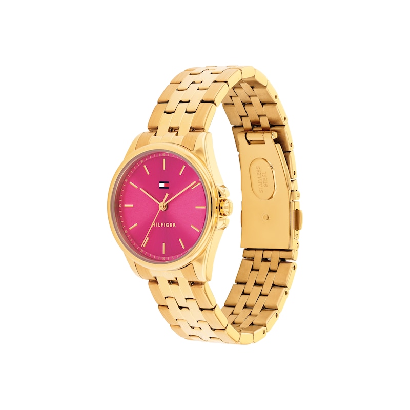 Main Image 2 of Tommy Hilfiger 30mm Women's Pink Sunray Dial Gold-Plated Bracelet Watch