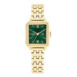 Tommy Hilfiger 24mm Women's Emerald Green Sunray Dial Gold-Plated Bracelet Watch