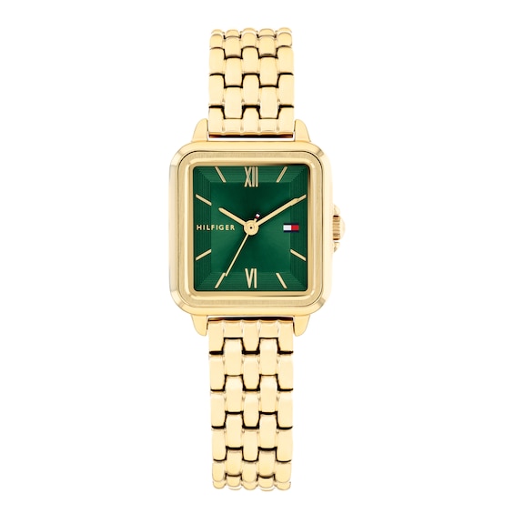 Tommy Hilfiger 24mm Womens Emerald Green Sunray Dial Gold-Pl