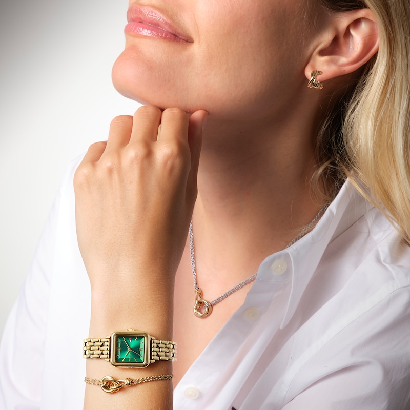 Main Image 4 of Tommy Hilfiger 24mm Women's Emerald Green Sunray Dial Gold-Plated Bracelet Watch