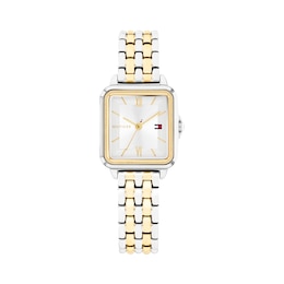 Tommy Hilfiger 24mm Women's White Sunray Dial Two-Toned Gold-Plated and Stainless Steel Bracelet Watch