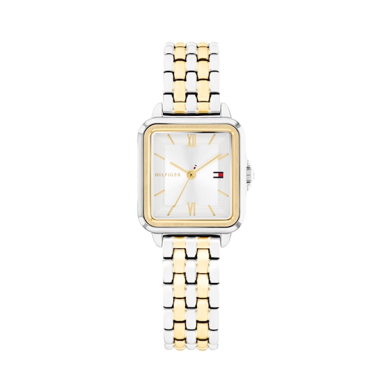 Tommy Hilfiger 24mm Women's White Sunray Dial Two-Toned Gold-Plated and Stainless Steel Bracelet Watch