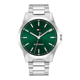 Tommy Hilfiger 43mm Men's Green Textured Sunray Dial Stainless Steel Bracelet Watch