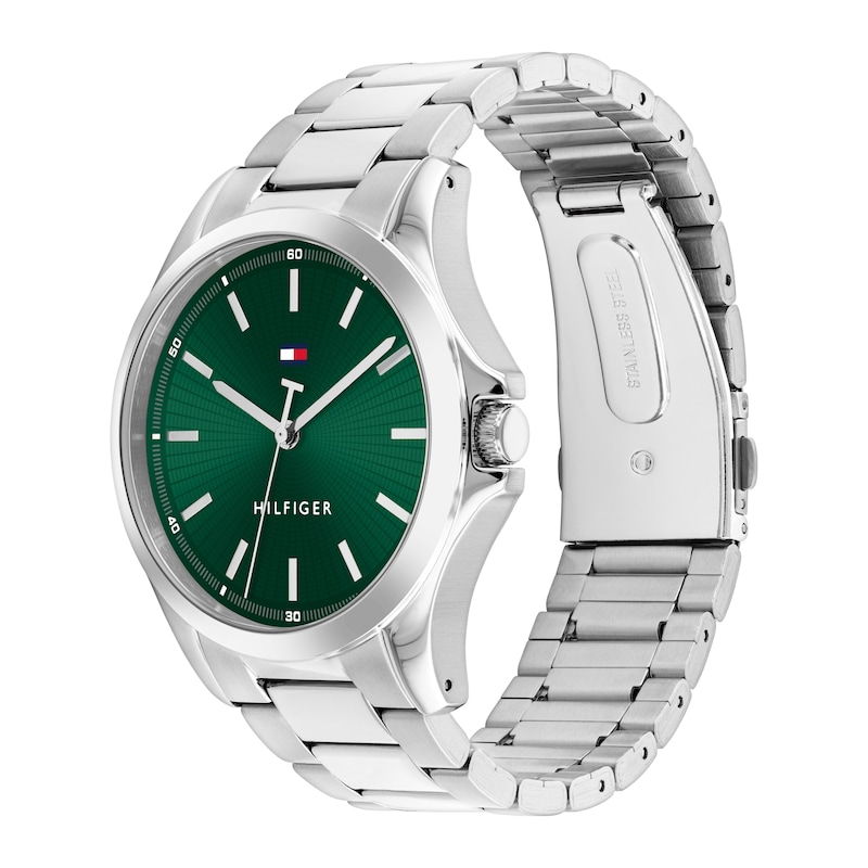 Main Image 2 of Tommy Hilfiger 43mm Men's Green Textured Sunray Dial Stainless Steel Bracelet Watch
