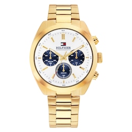 Tommy Hilfiger 40mm Men's Cream Dial Gold-Plated Bracelet Watch