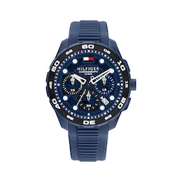 Tommy Hilfiger 44mm Men's Navy Blue Dial Navy Blue Silicone Watch