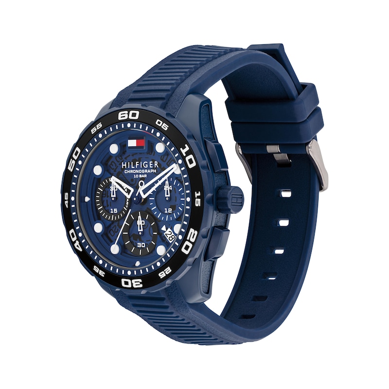 Main Image 2 of Tommy Hilfiger 44mm Men's Navy Blue Dial Navy Blue Silicone Watch