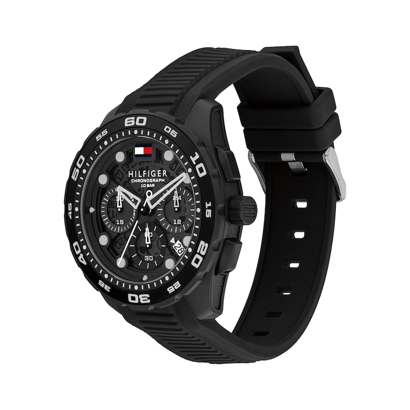 Main Image 2 of Tommy Hilfiger 44mm Men's Navy Blue Dial Black Silicone Watch