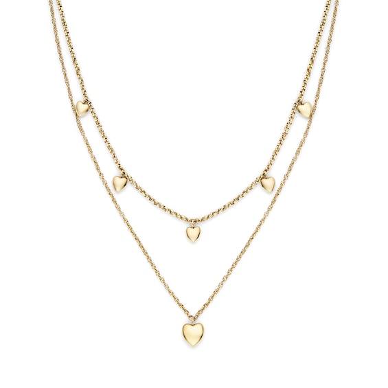 Olivia Burton Womens Mini Heart Light Gold IP Double Layered