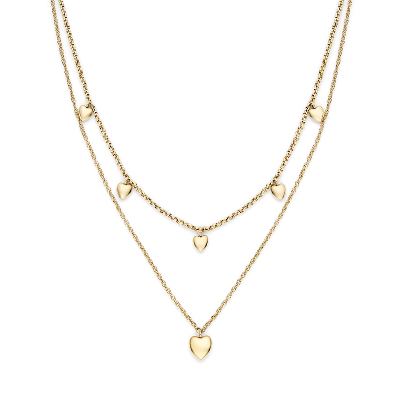 Main Image 1 of Olivia Burton Women's Mini Heart Light Gold IP Double Layered Necklace