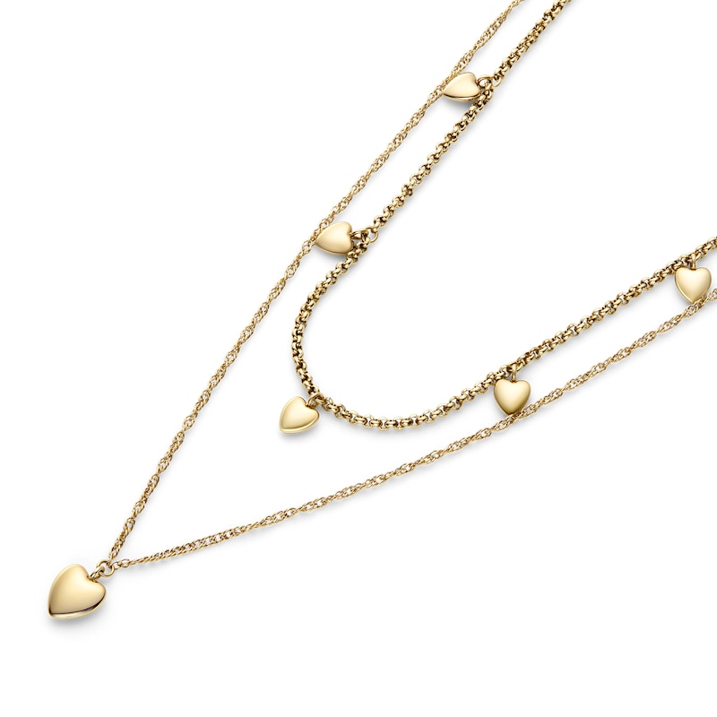 Main Image 3 of Olivia Burton Women's Mini Heart Light Gold IP Double Layered Necklace