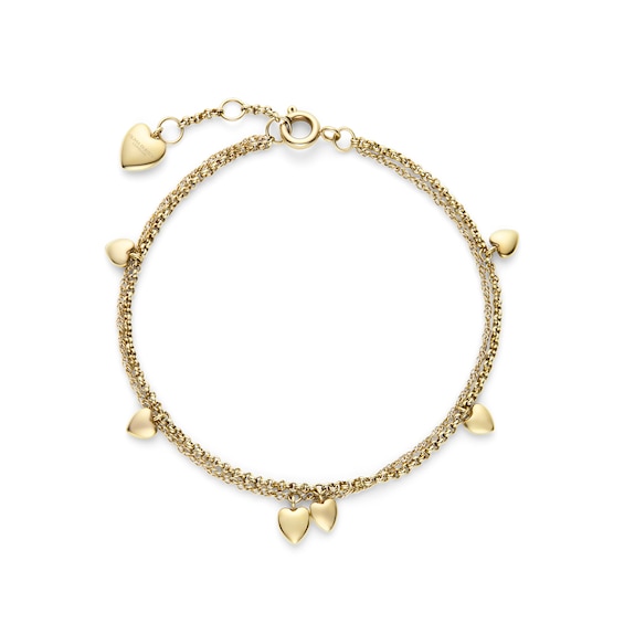 Olivia Burton Women's Mini Heart Light Gold IP Double Layered Bracelet