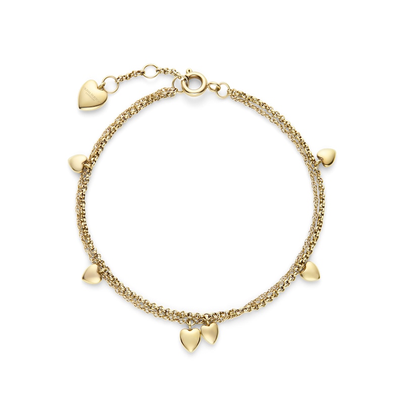 Main Image 1 of Olivia Burton Women's Mini Heart Light Gold IP Double Layered Bracelet