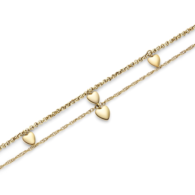 Main Image 3 of Olivia Burton Women's Mini Heart Light Gold IP Double Layered Bracelet