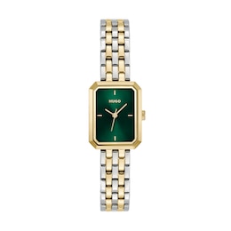 HUGO Women's #COSY Two Tone Green Dial Bracelet Watch