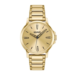 HUGO #SMOOTH Men's 41mm Gold Tone IP Bracelet Watch