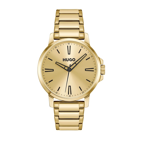 HUGO #SMOOTH Men's 41mm Gold Tone IP Bracelet Watch